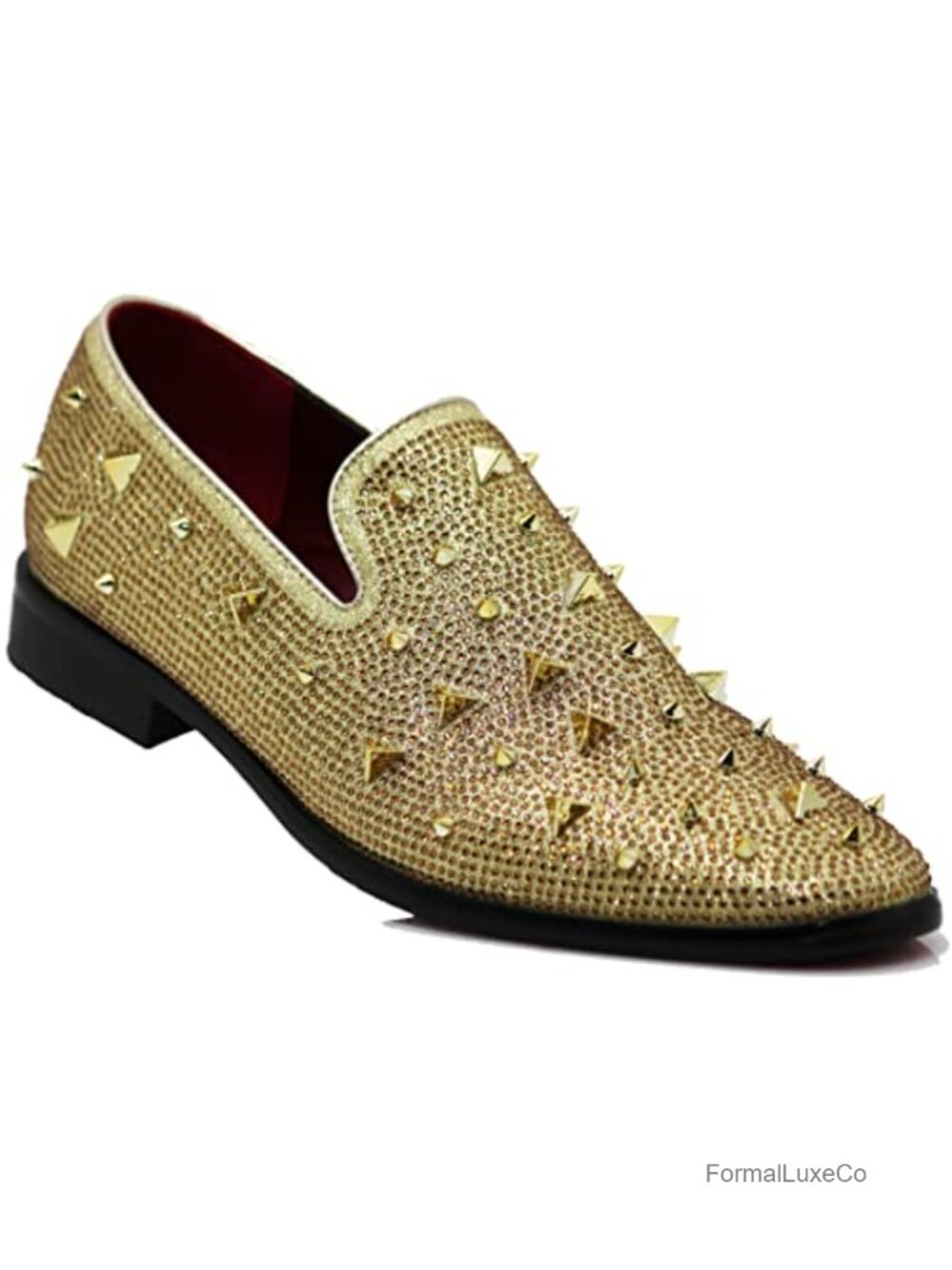 Men Vintage Spikes Sparkle Formal Tuxedo Stage Fashion Slip On Loafer Dress